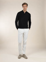 Extrafine Merino Buttonless Polo Black