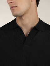 Extrafine Merino Buttonless Polo Black