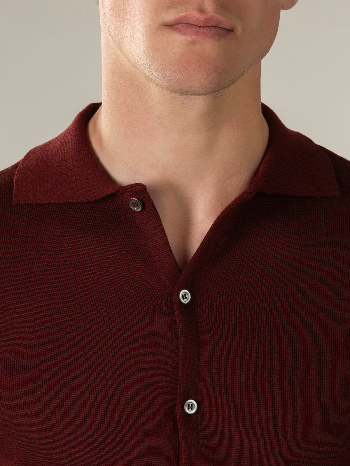 Extrafine Merino Knitted Shirt Burgundy