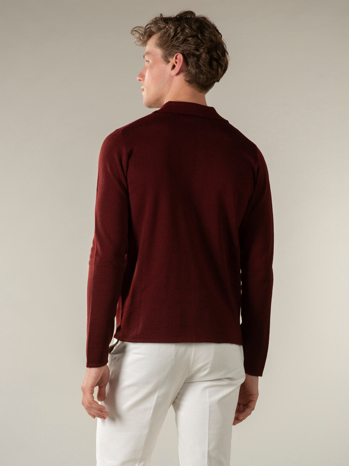 Extrafine Merino Knitted Shirt Burgundy