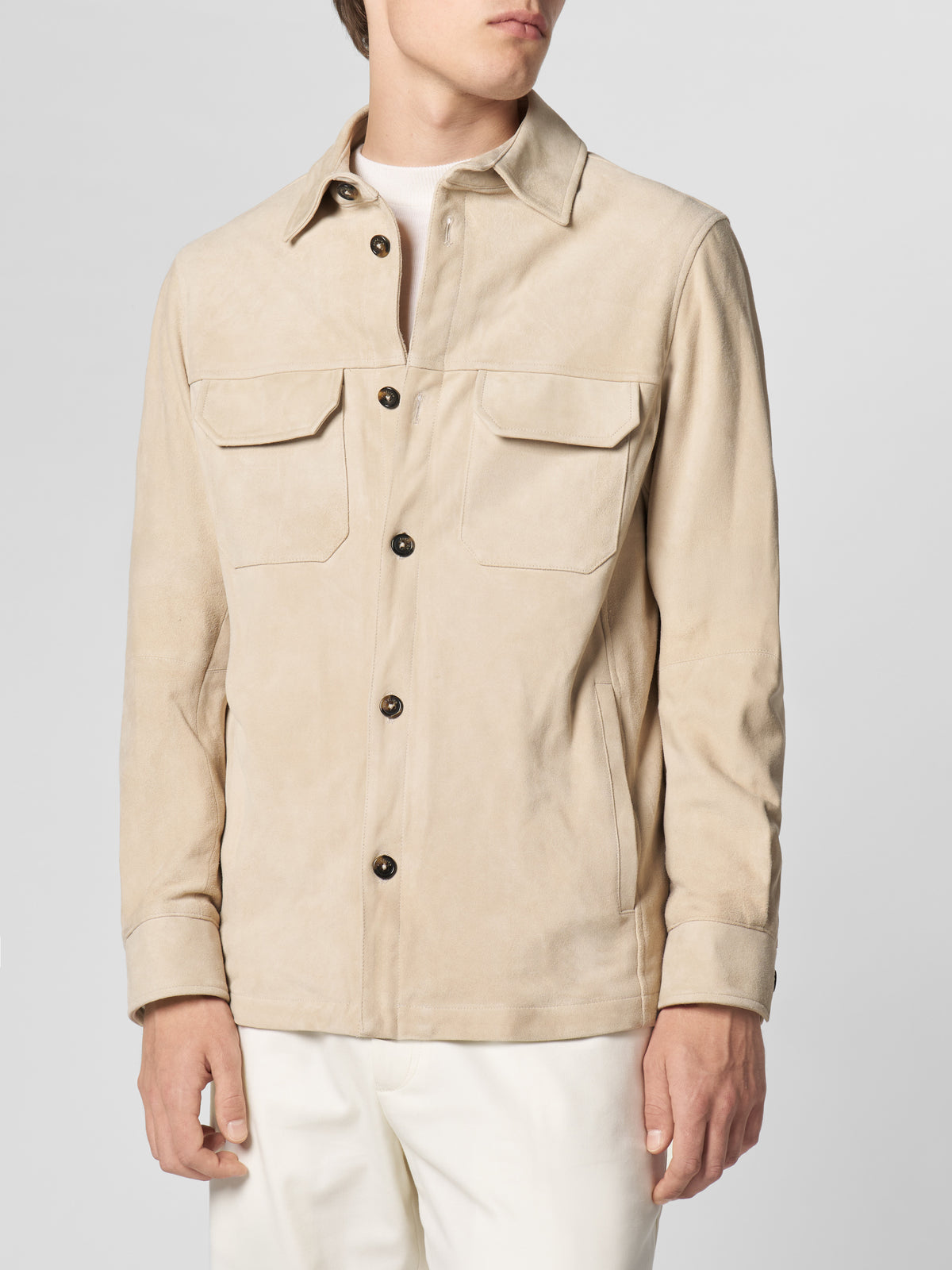 Light Beige Suede Overshirt
