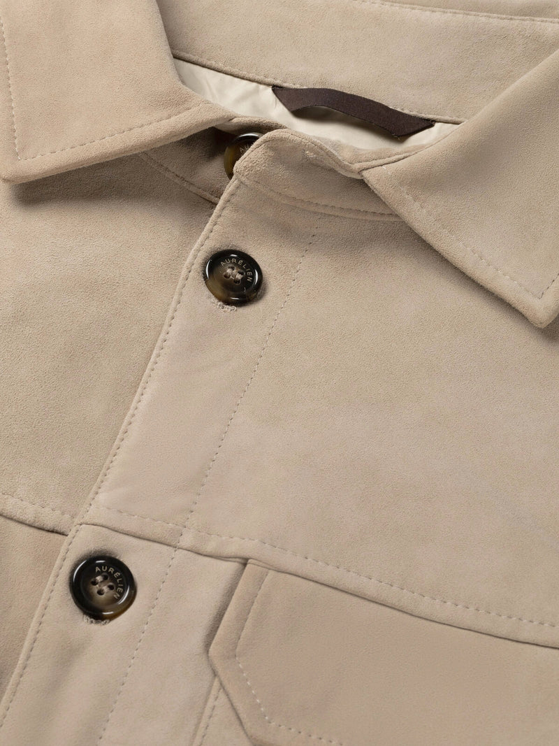 Light Beige Suede Overshirt