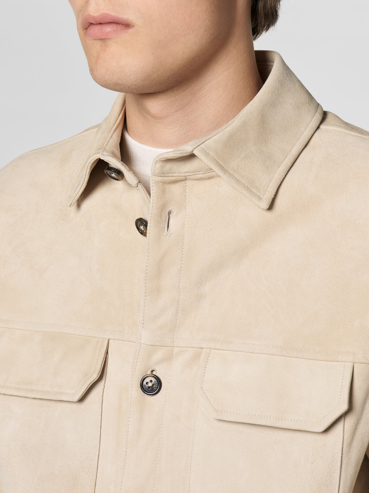 Light Beige Suede Overshirt
