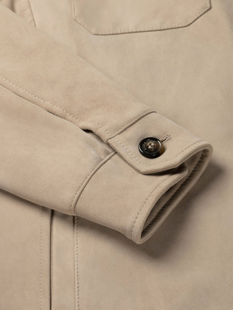 Light Beige Suede Overshirt