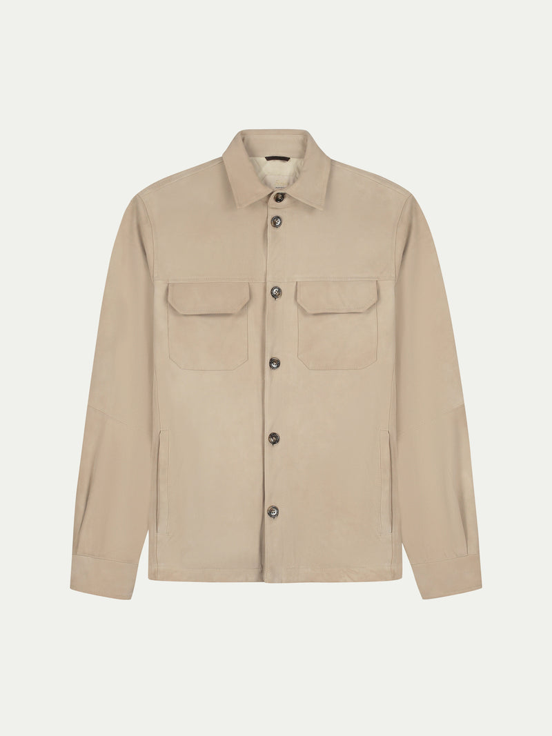 Light Beige Suede Overshirt