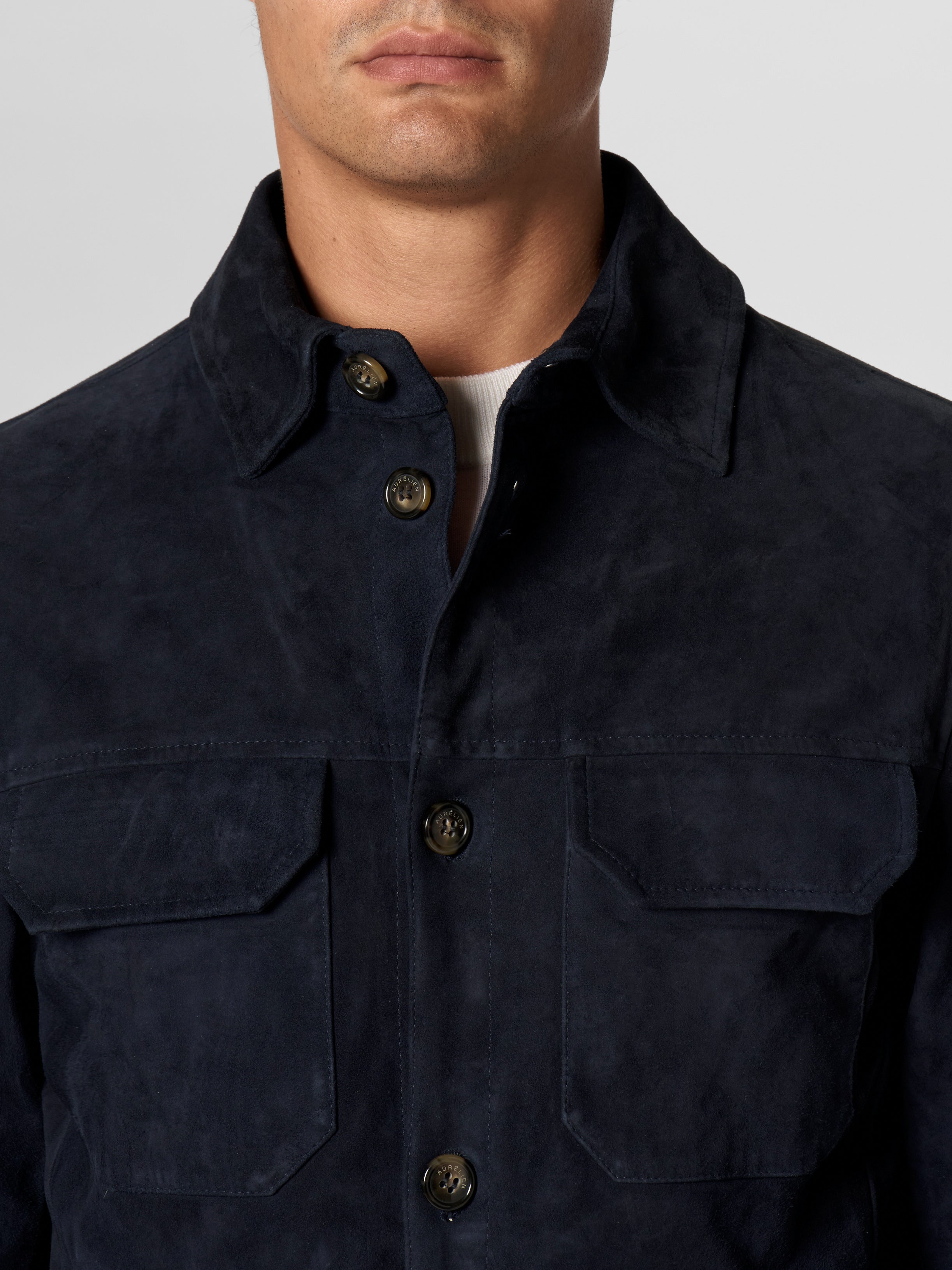 Navy Suede Overshirt