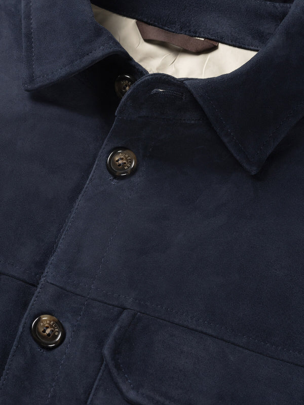 Navy Suede Overshirt