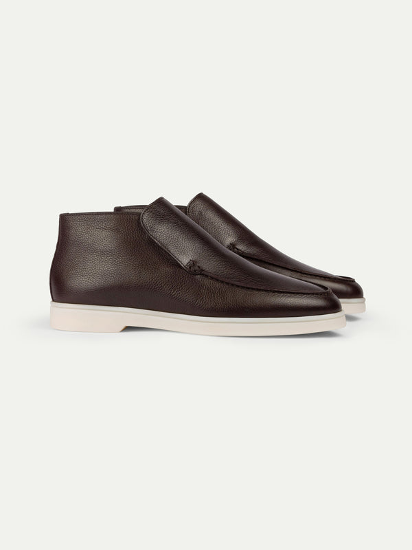 Shearling-Lined Brown Grain City Loafer
