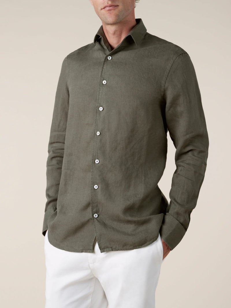 Olive Linen Seaside Shirt