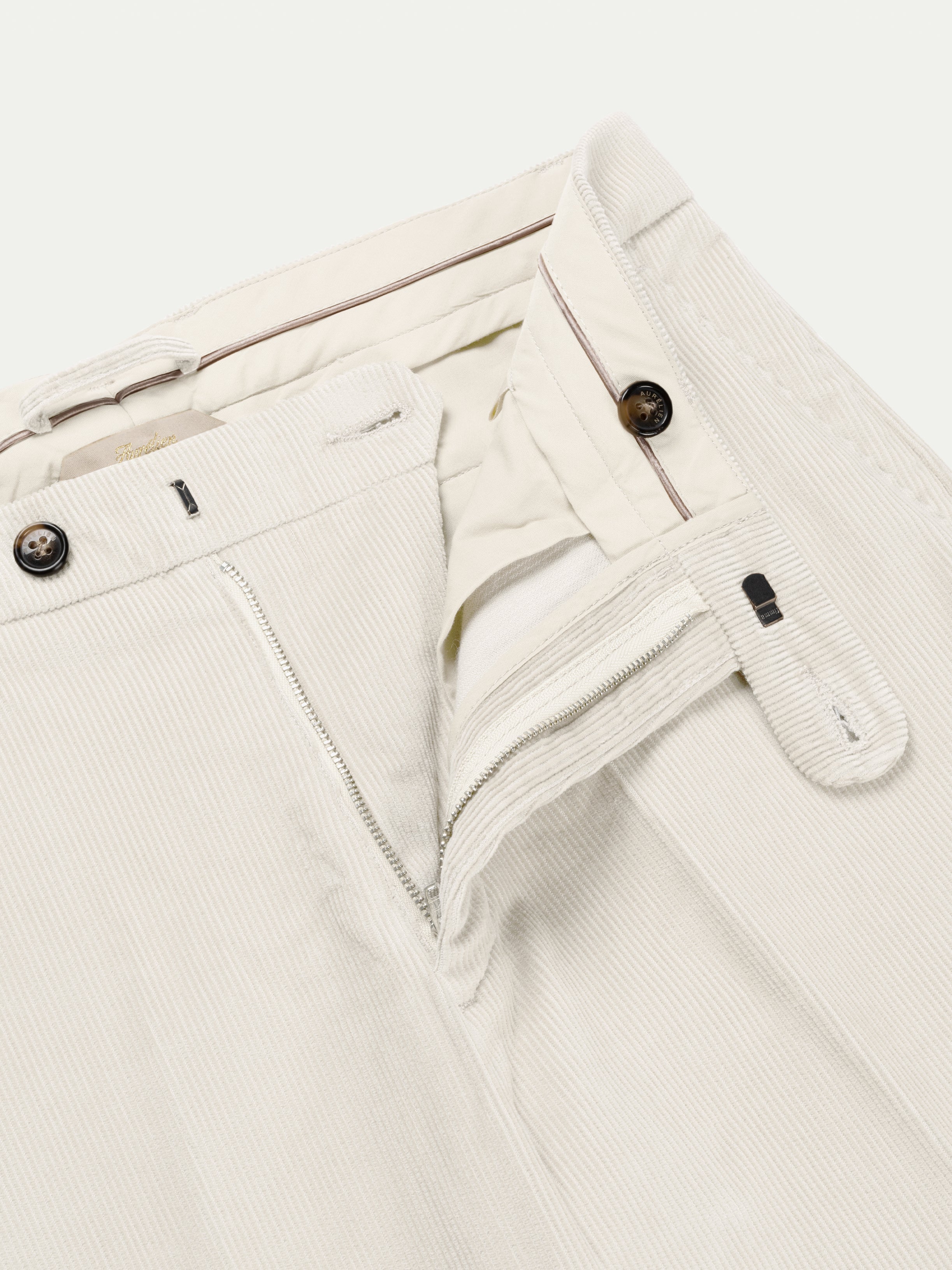 Aurélien | Ivory Corduroy Cotton Trousers