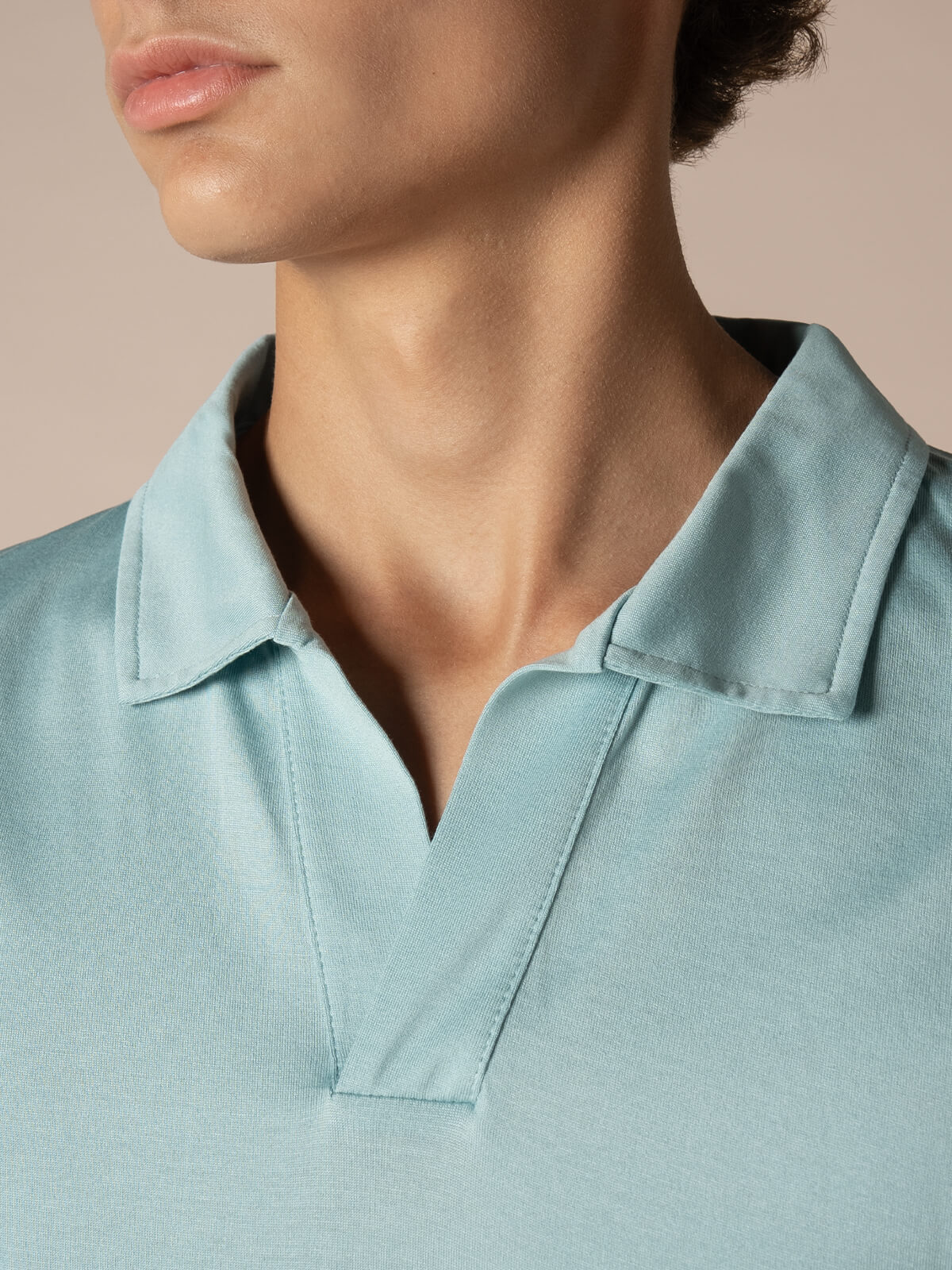 Blue Green Buttonless Polo Shirt