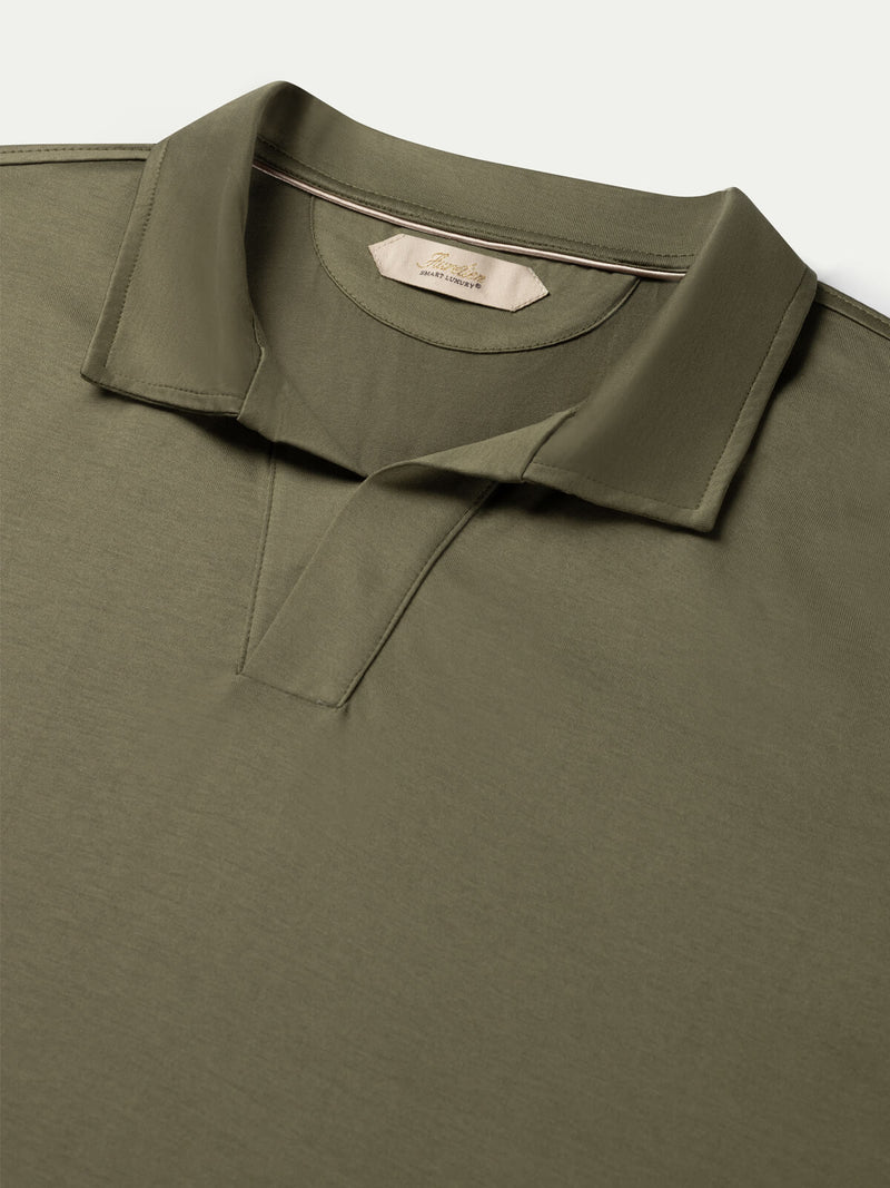 Olive Buttonless Polo Shirt