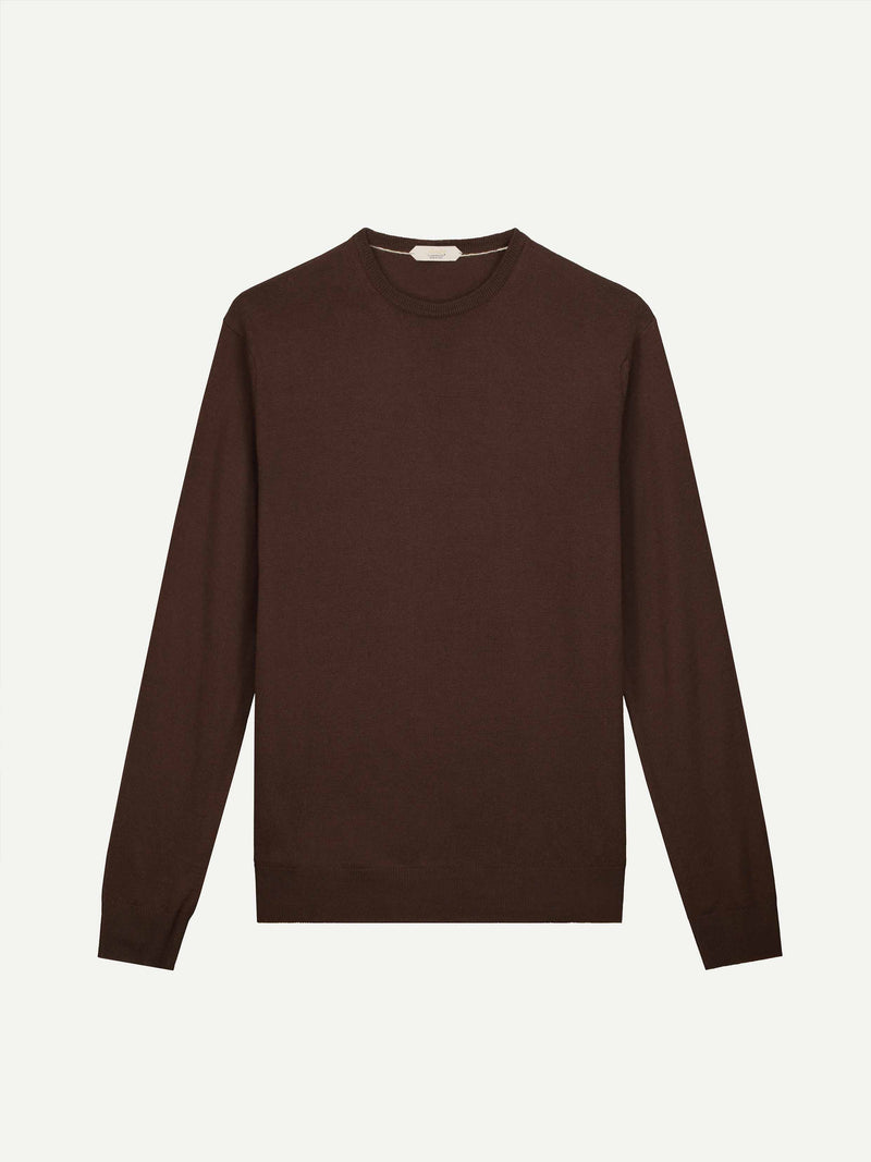 Pure cashmere crewneck sweater in Brown: Luxury Italian Knitwear