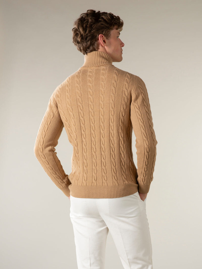 Dolcevita Cable Knit Sweater Beige