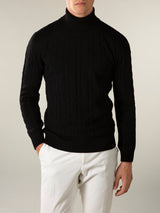 Dolcevita Cable Knit Sweater Black