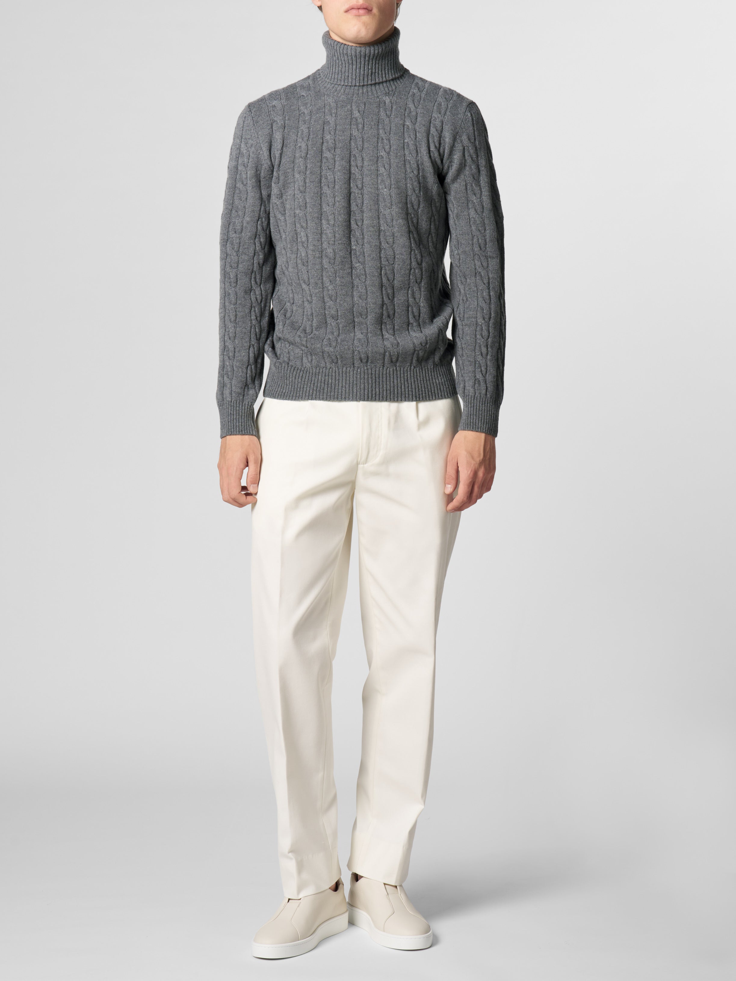 Dolcevita Cable Knit Sweater Dark Grey