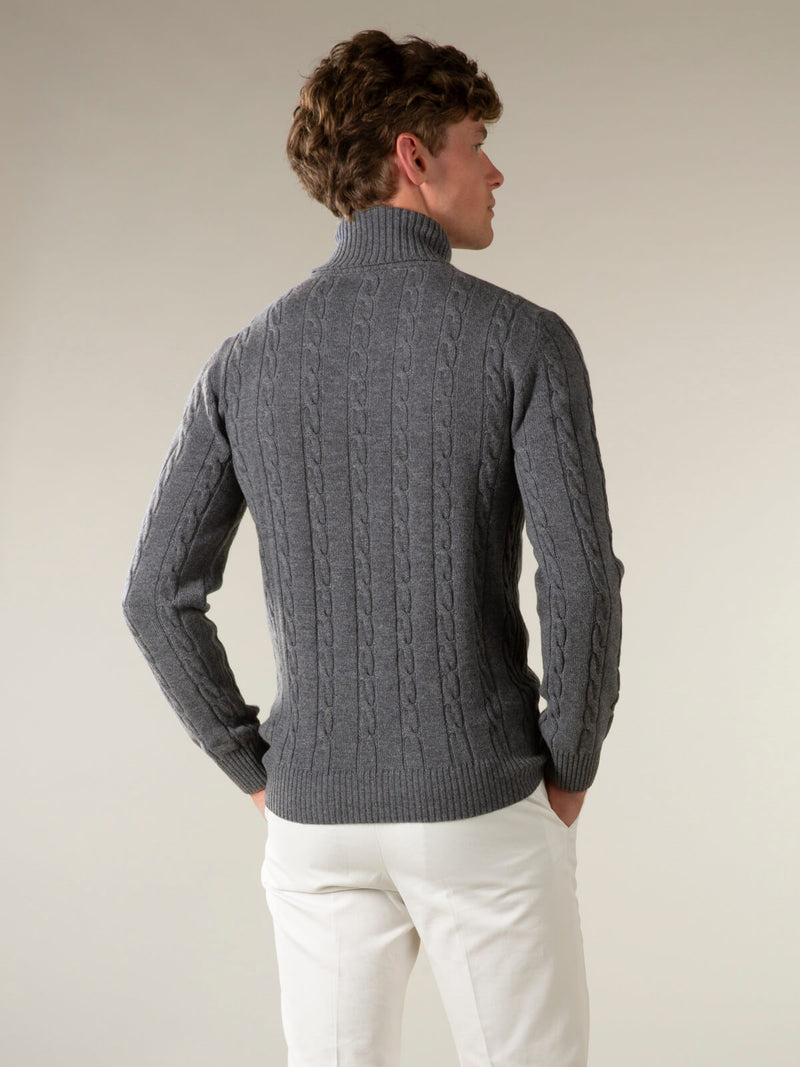 Aurélien | Dolcevita Cable Knit Sweater Dark Grey