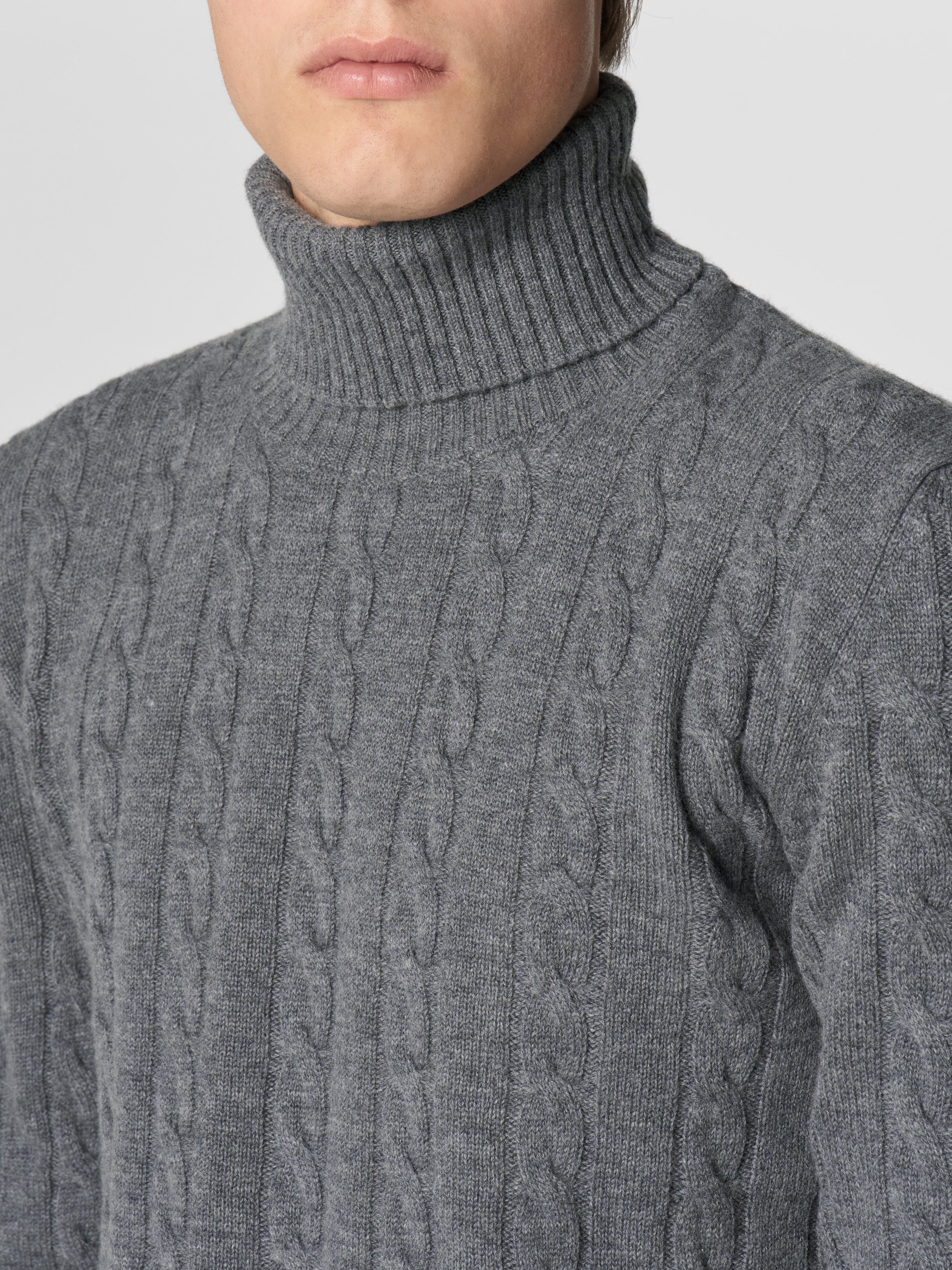 Dolcevita Cable Knit Sweater Dark Grey
