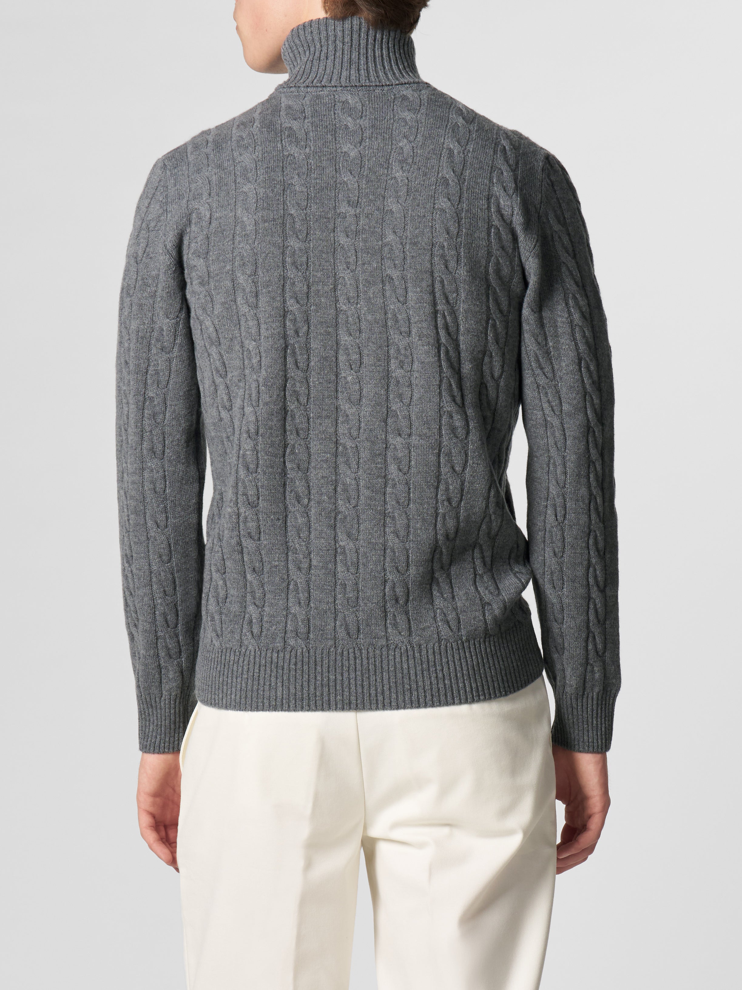 Dolcevita Cable Knit Sweater Dark Grey