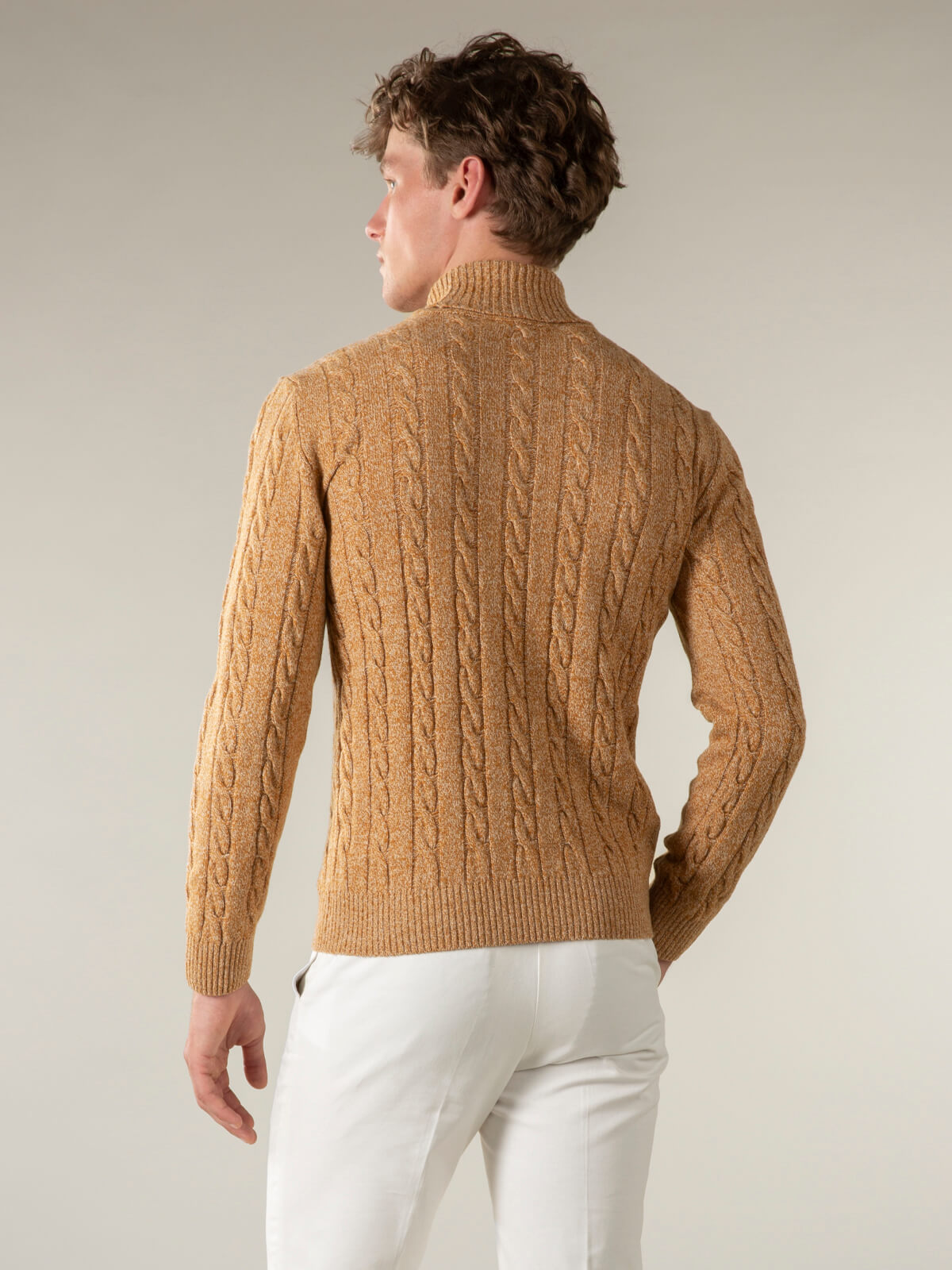 Dolcevita Cable Knit Sweater Gold