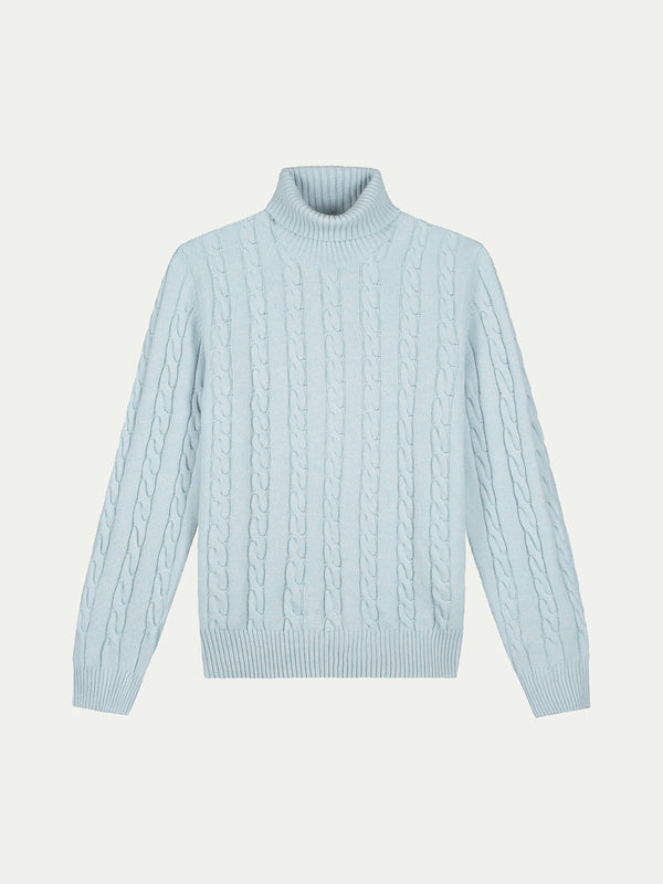 Dolcevita Cable Knit Sweater Baby Blue