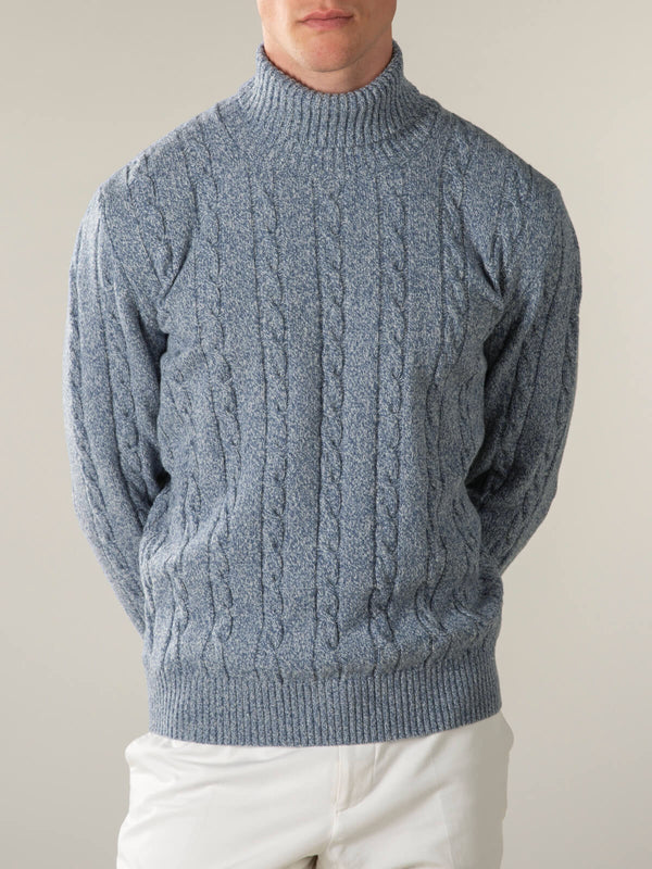 Dolcevita Cable Knit Sweater Light Blue