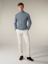 Dolcevita Cable Knit Sweater Light Blue