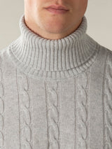 Dolcevita Cable Knit Sweater Light Grey