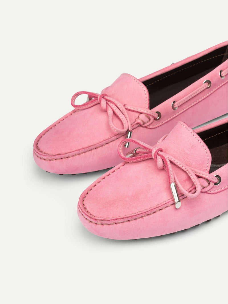 Bright Pink Nubuck Driving Shoes