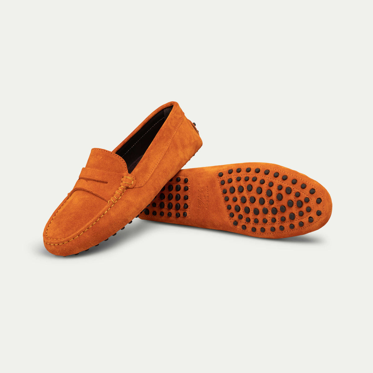 Alfani Trevororg Mens Size 11.5 Suede Loafers Driving Shoes Orange Orange Suede Penny Driving Shoes | Aurélien main image 3