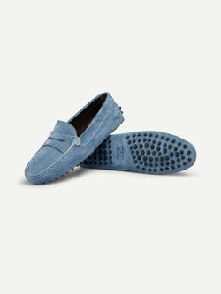 Sapphire Blue Suede Driving Shoes