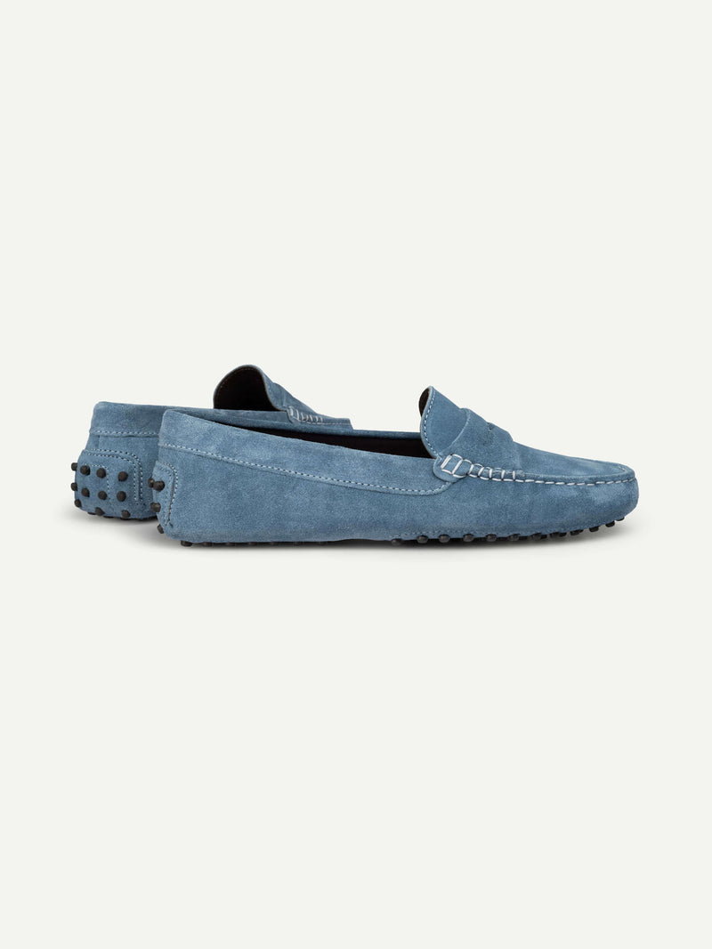 Sapphire Blue Suede Driving Shoes