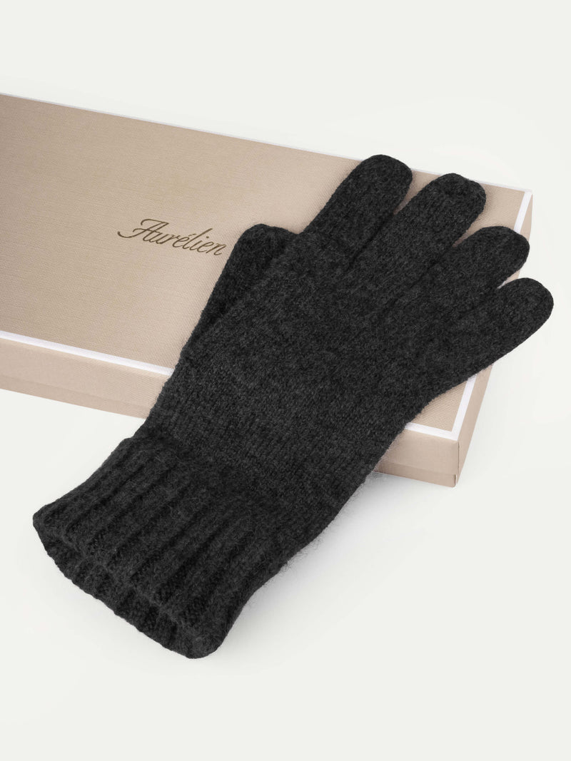 Men Fingerless Gloves, Grey, Men Cable Gloves, Grey Gloves, Men