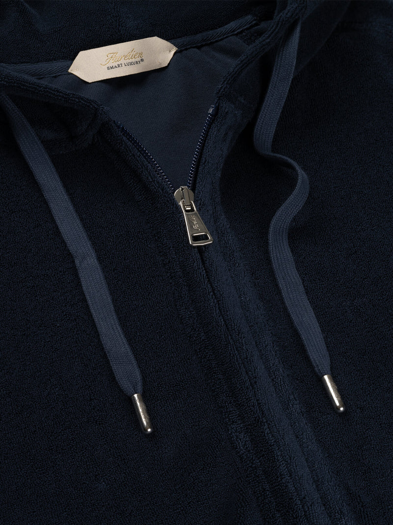 Navy Terry Towelling Zipper Vest