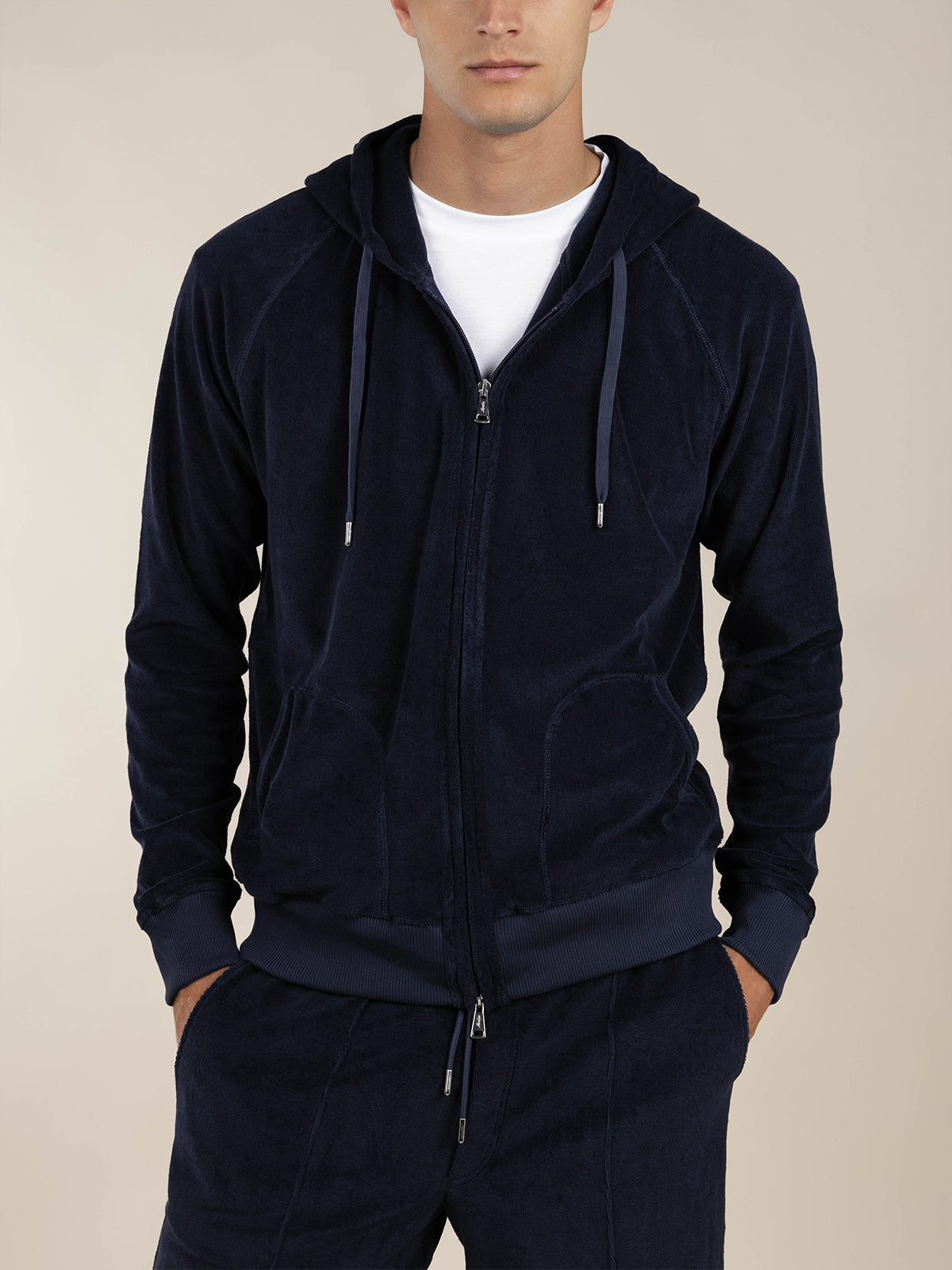Aurélien | Navy Terry Towelling Zipper Vest