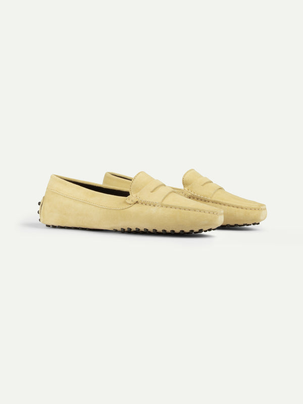 Light Yellow Suede Penny Driving Shoes | Aurélien