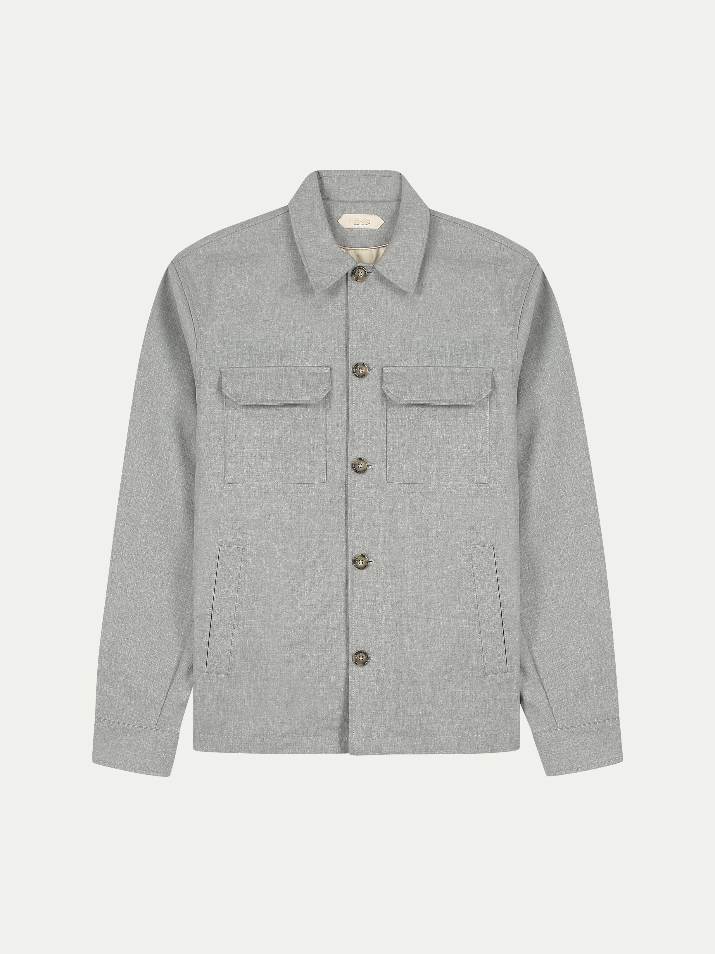 Mid Grey Cotton Wool Button Jacket