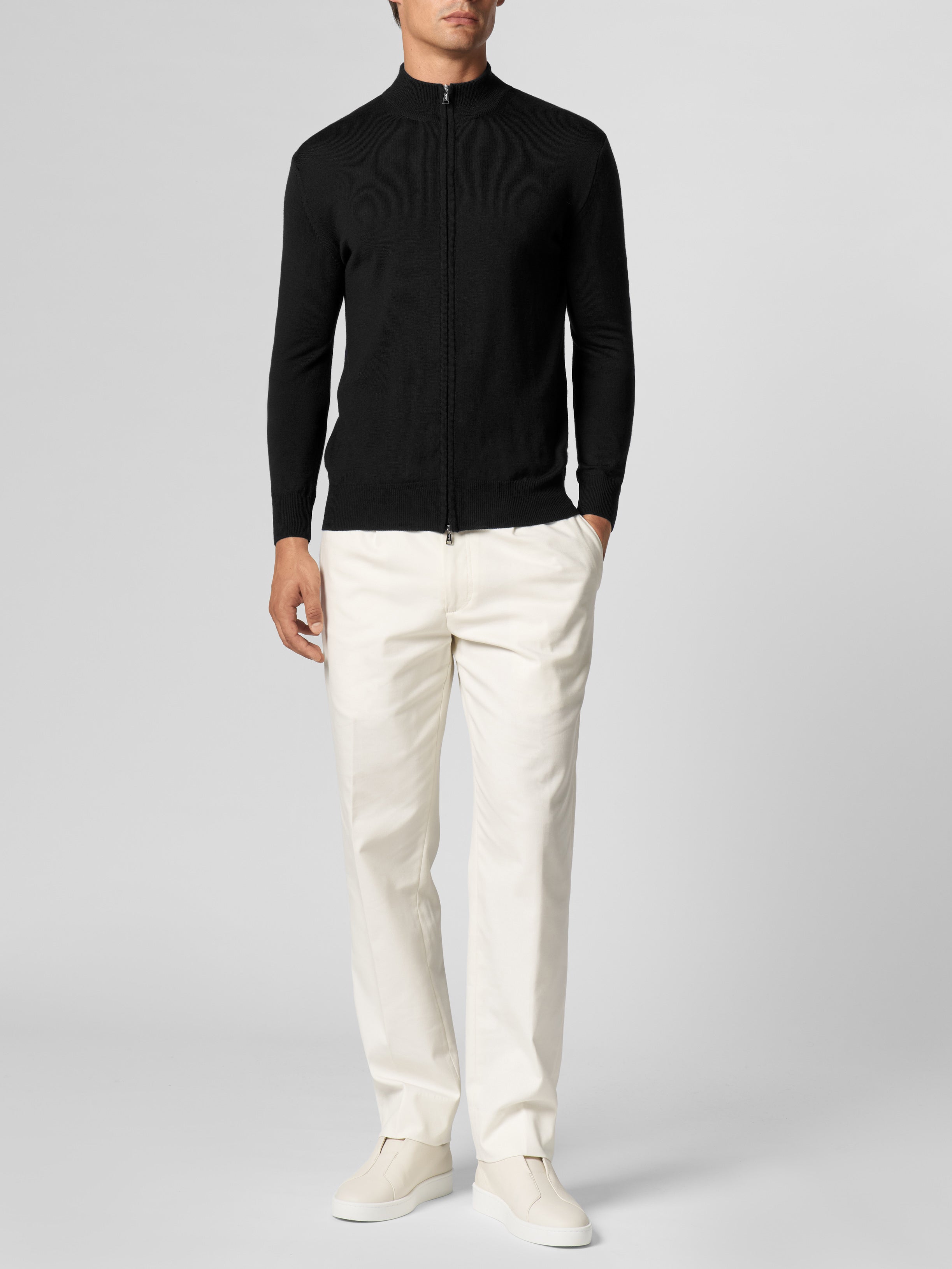 Extrafine Merino Zipper Vest Black