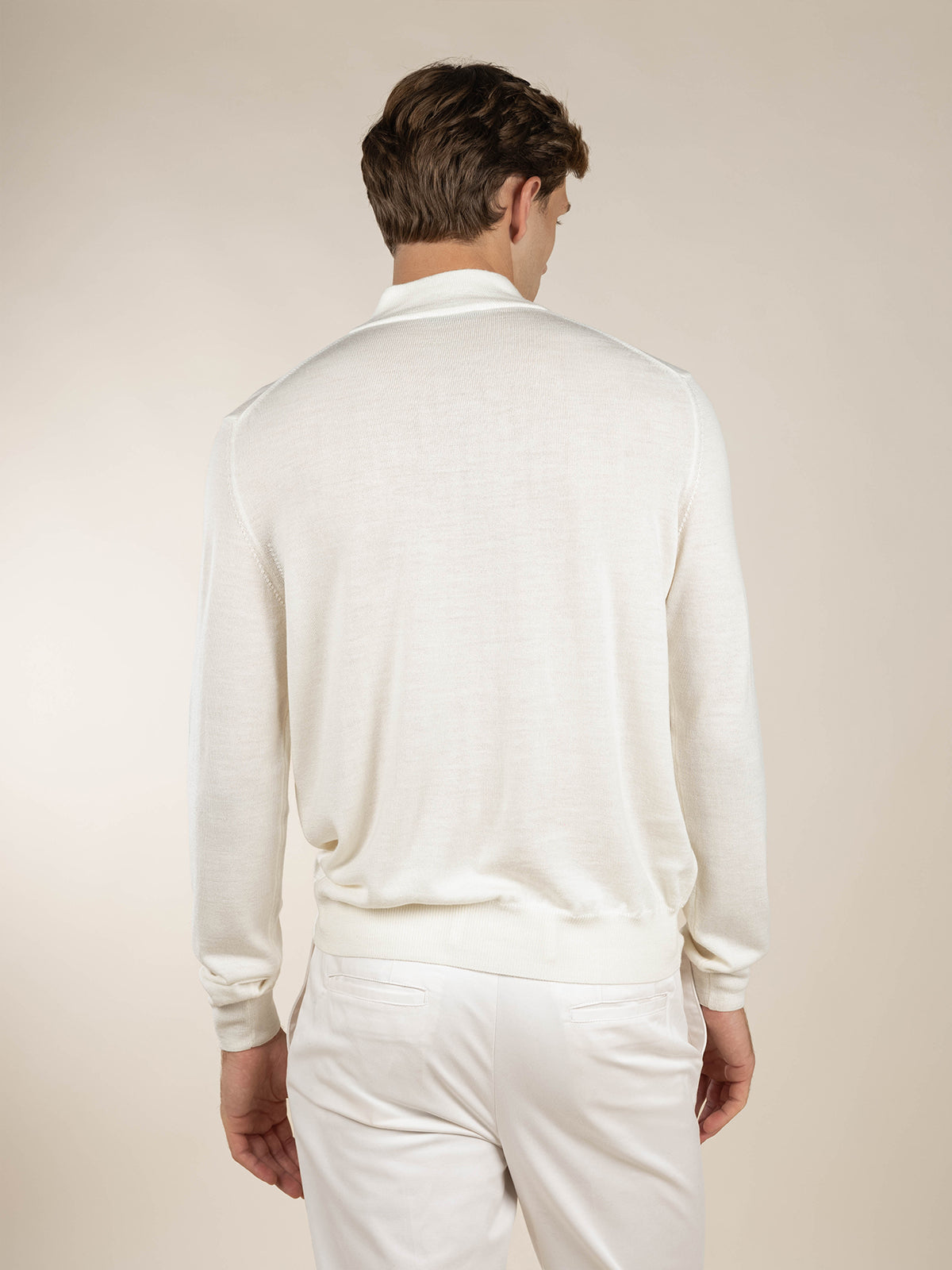 Extrafine Merino Zipper Sweater Ivory