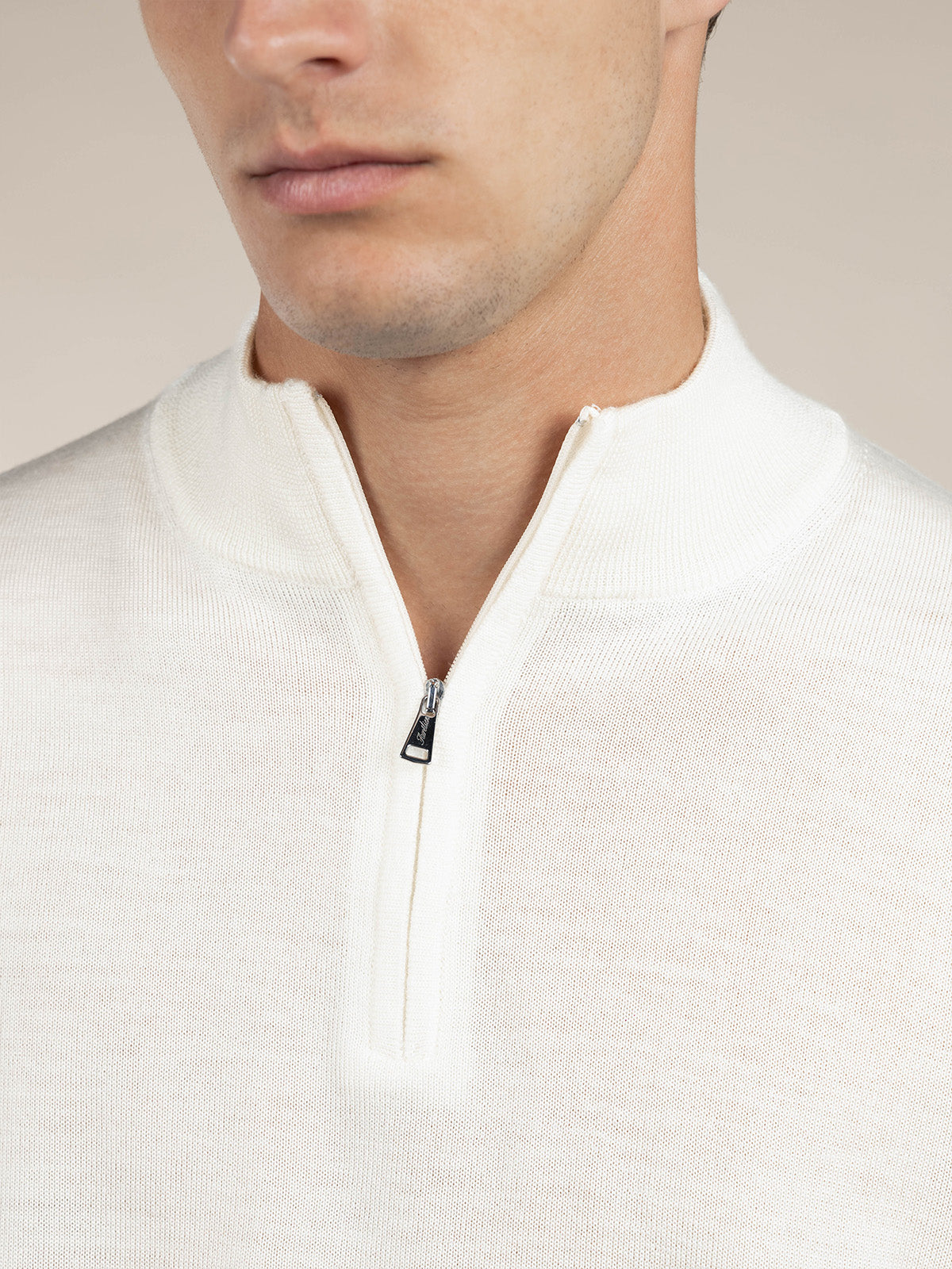 Extrafine Merino Zipper Sweater Ivory