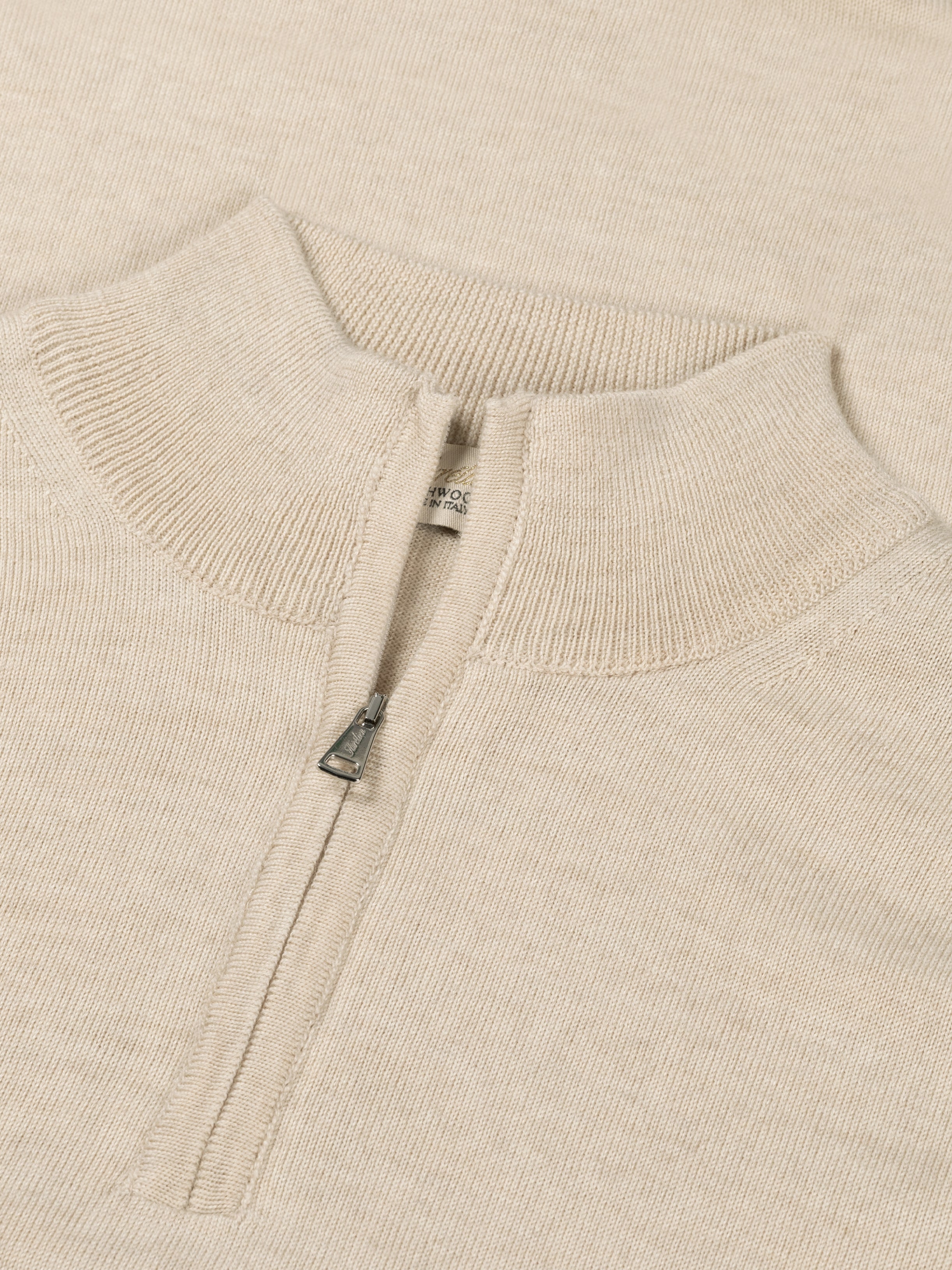 Extrafine Merino Zipper Sweater Light Beige