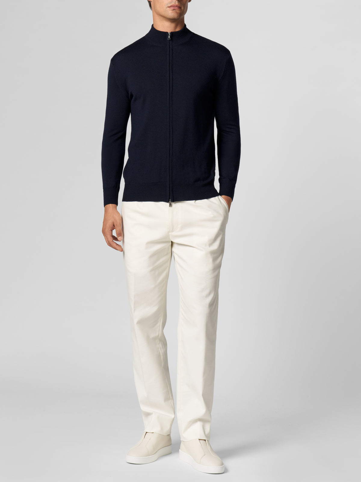 Extrafine Merino Zipper Vest Navy