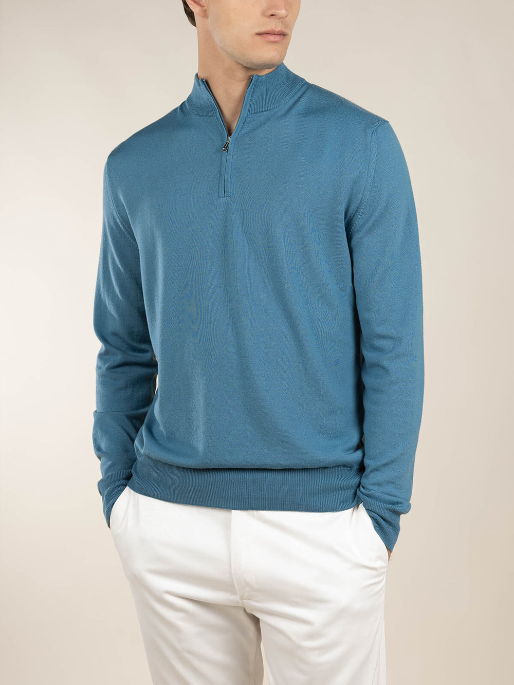 Aurélien | Cashwool Zipper Sweater Sapphire Blue