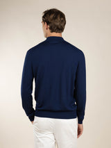 Extrafine Merino Zipper Sweater Steel Blue