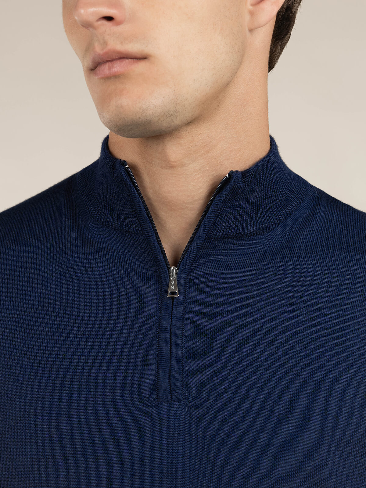 Extrafine Merino Zipper Sweater Steel Blue