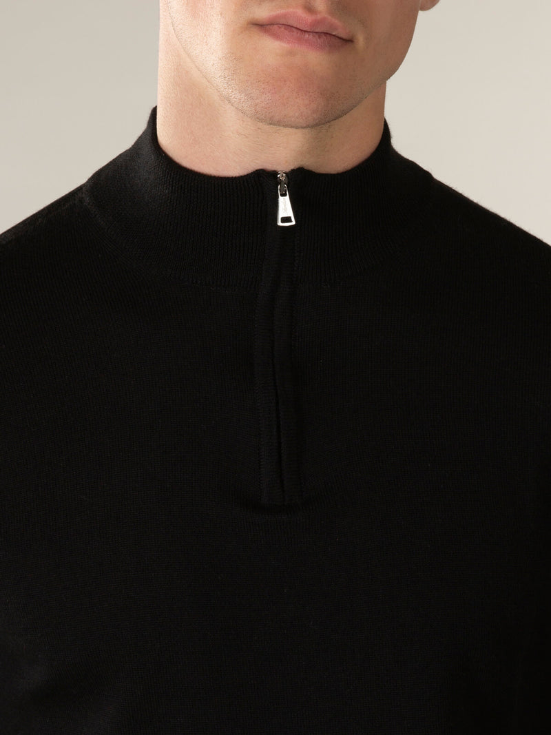 Extrafine Merino Zipper Sweater Black