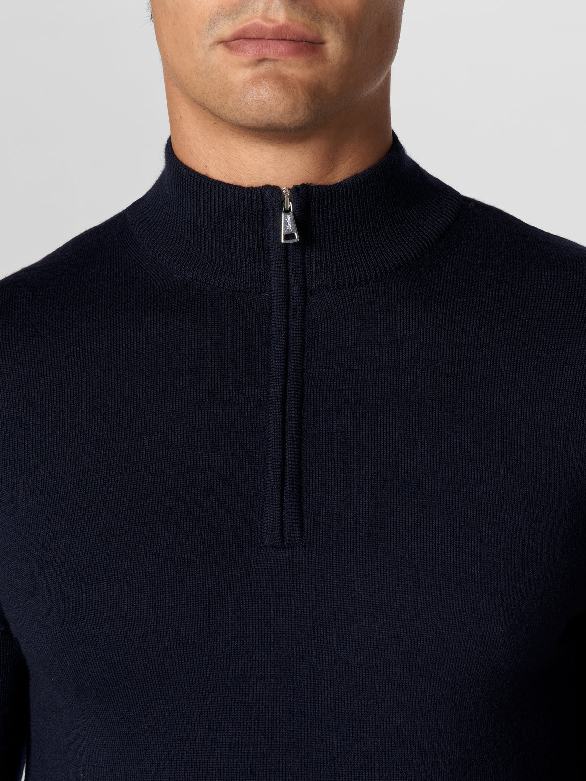 Extrafine Merino Zipper Sweater Navy