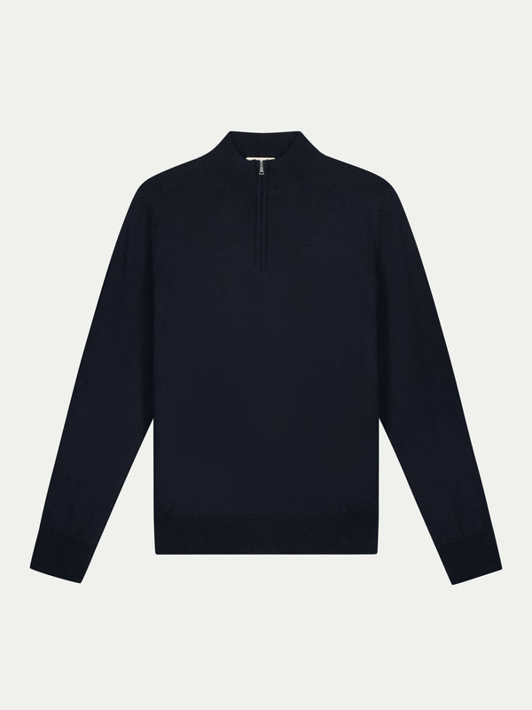 Extrafine Merino Zipper Sweater Navy