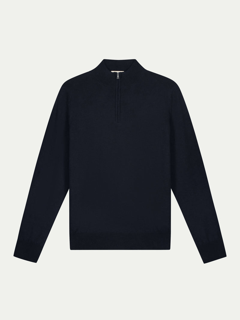 Extrafine Merino Zipper Sweater Navy
