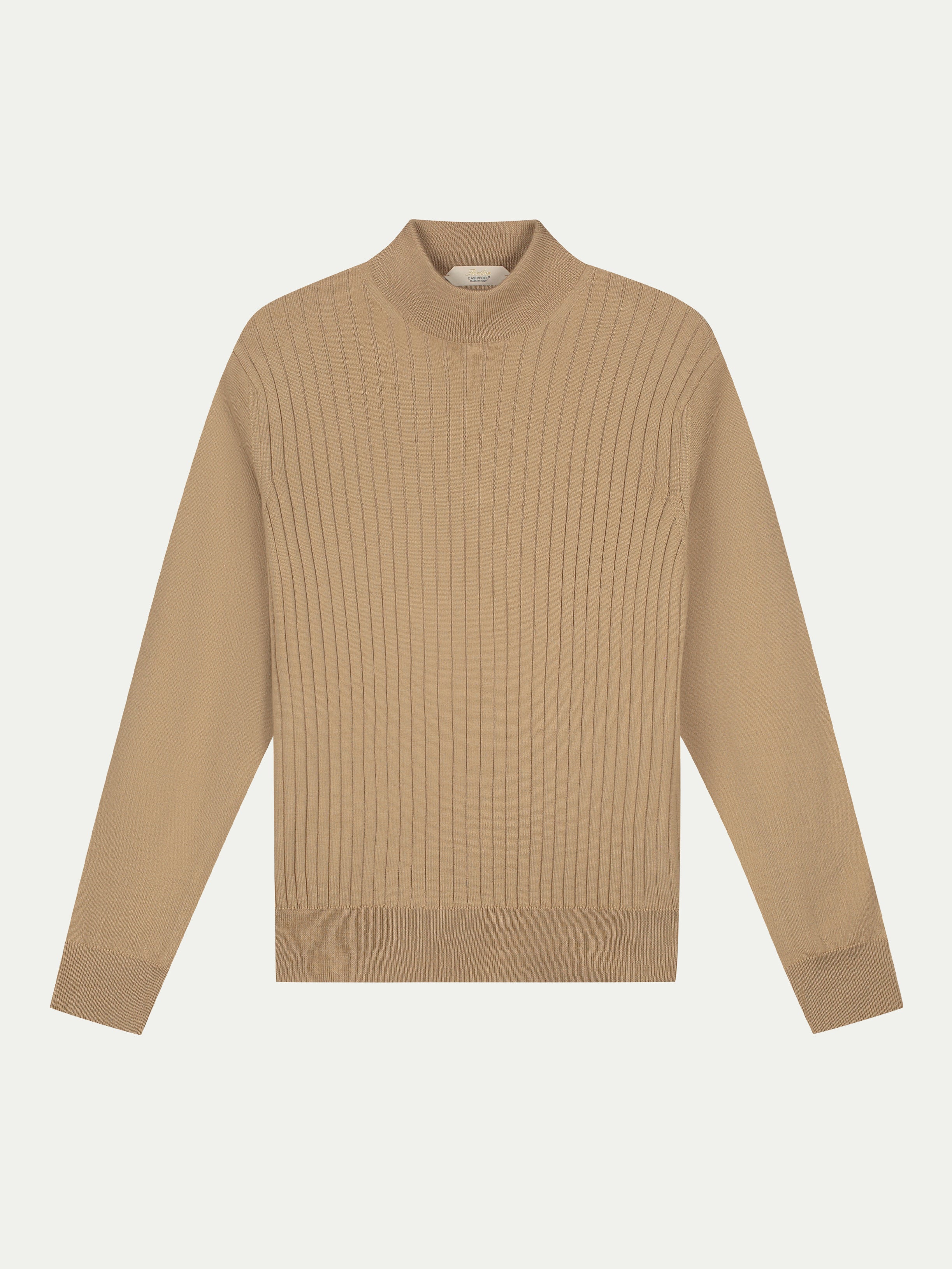 Extrafine Merino Ribbed Mockneck Beige